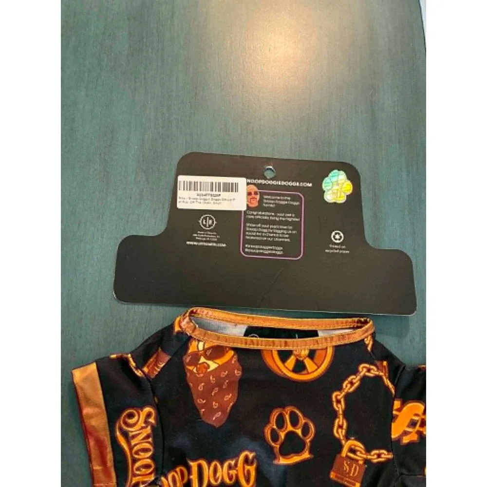 Snoop Doggie Doggs Pet Pajamas Small Black Gold Chain NWT Deluxe PJs